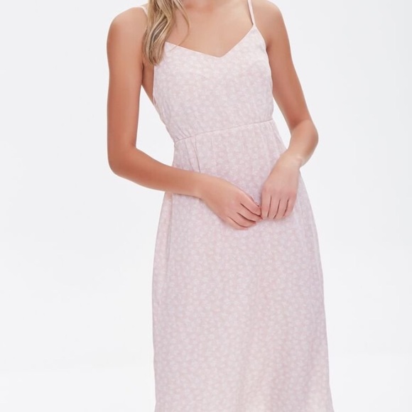 Blush Leaf Print Tie-Back Dress - Picture 2 of 4